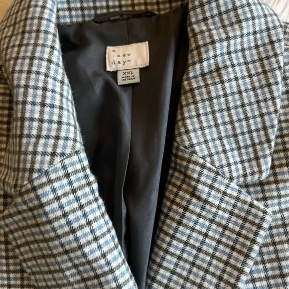 Target A New Day AND oversized heavyweight Blue plaid Blazer Jacket XXL - Picture 5 of 7